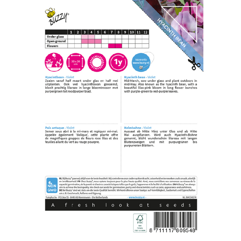Buzzy® Climbing Flowers, Dolichos lablab, Hyacinth Bean