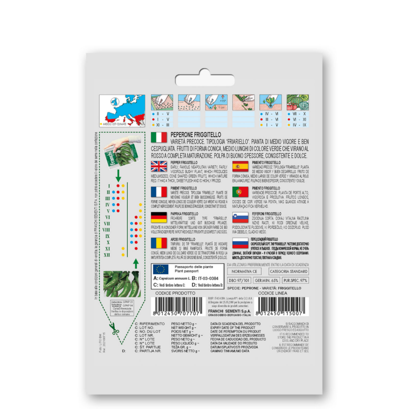 Fr Peper, Peperone Frigitello 97/101 Approx. Seeds 1gm