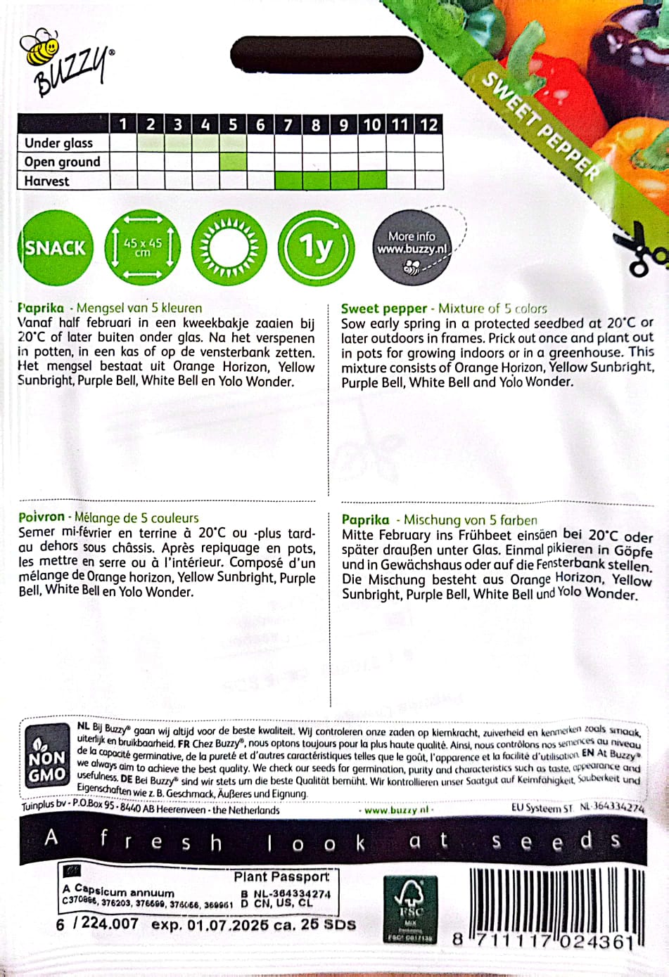 Buzzy Paprika 5 Color Mixture Approx. Seeds 25