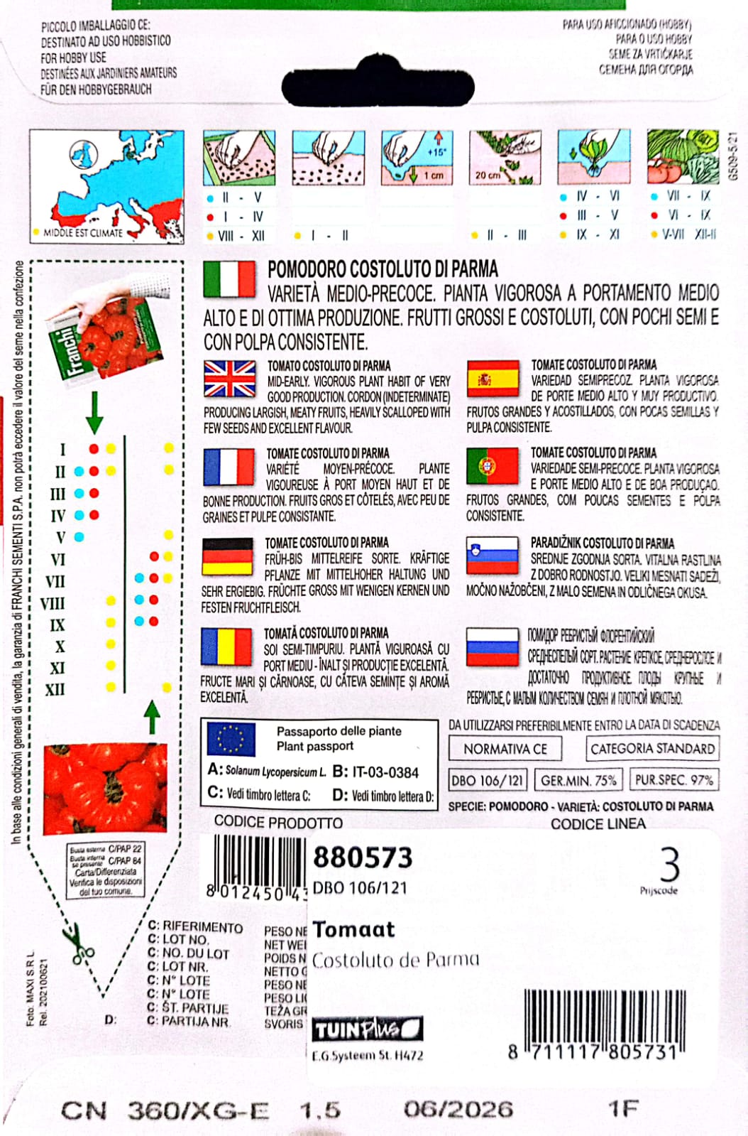 Fr Tomato, Pomodoro Costoluto di Parma 106/121 G-1.5