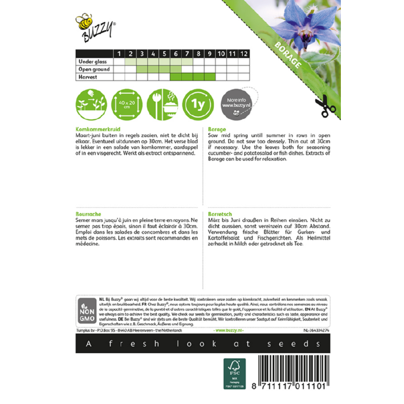 Buzzy Cucumber Herb (Borage) approx. 2 grams