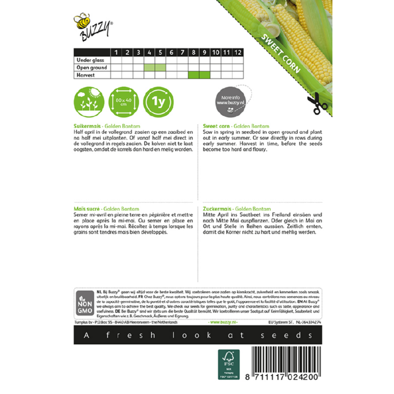 Buzzy Golden Bantam Sweet Corn 002420 approx. 8 grams