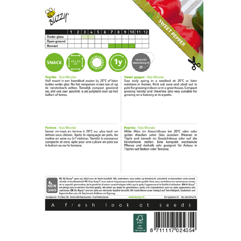 Buzzy Paprika Yolo Wonder Red approx. 1.5 grams 002435