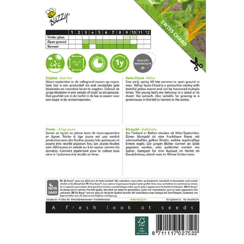 Buzzy Yellow Yellow Swiss Chard 002752 approx. 4 grams