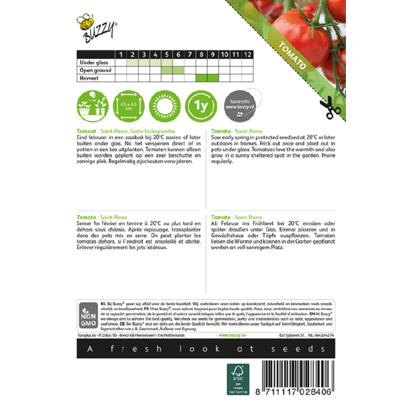 Buzzy® Tomato Saint Pierre, Large Open Ground  Approx. Seeds 1.5gm