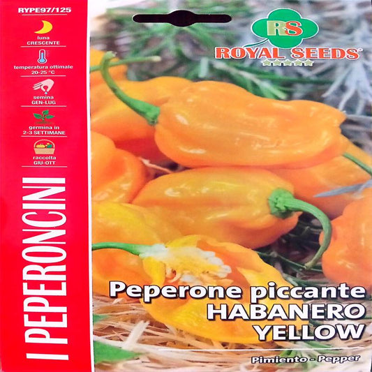 Royal Seeds Peperone Piccante Habanero Yellow Pepper 50 Approx. Seeds