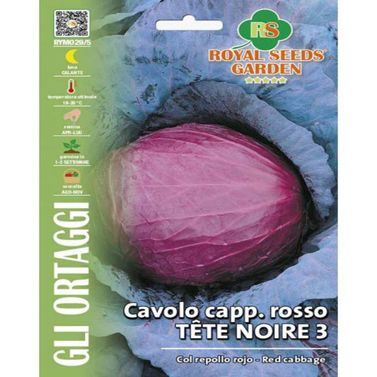 RED CABBAGE "TETE NOIRE 3  Gram-8 Approx. Seeds
